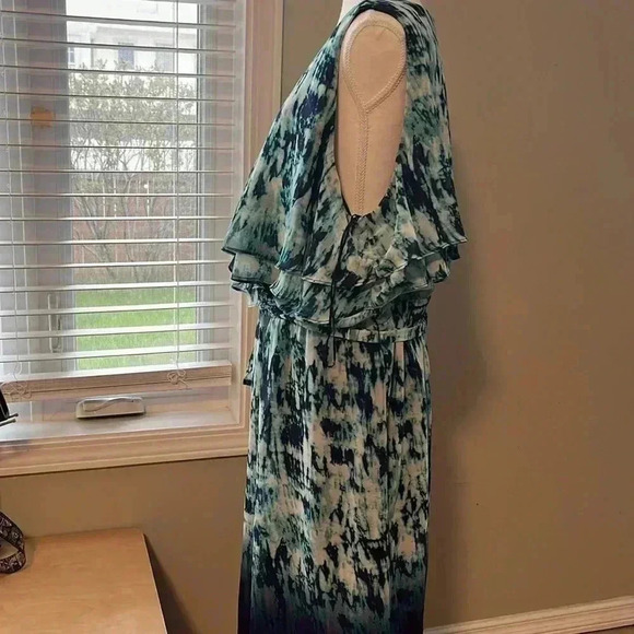 [3XL/24]MichelStudio Collection Blue Tie Dye  Sleeveless MIDI Dress - Picture 6 of 11